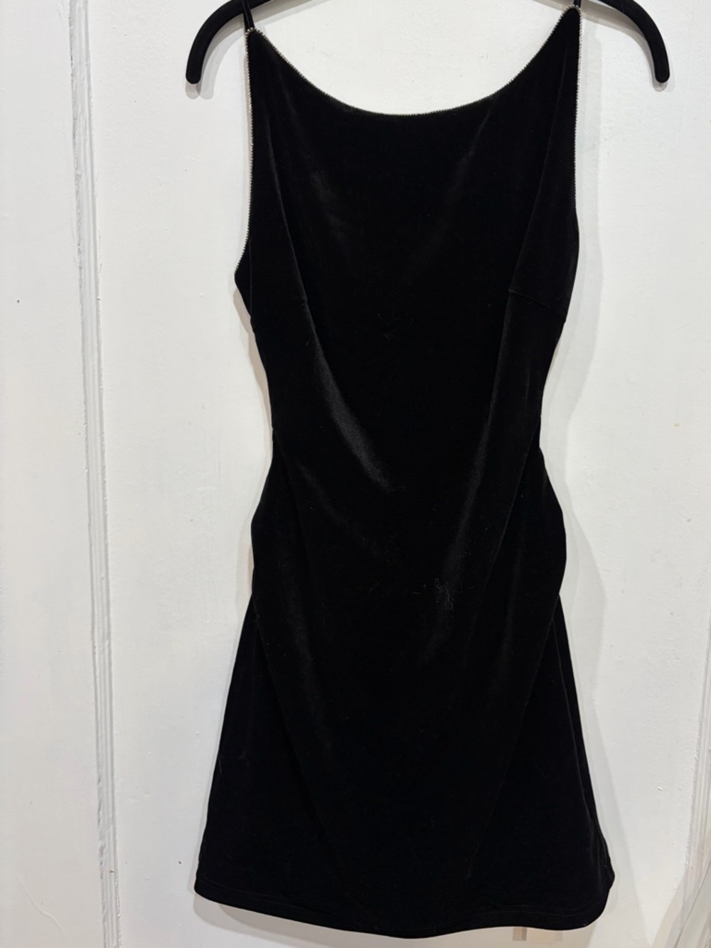 Commense Black Velvet Mini Slip Dress